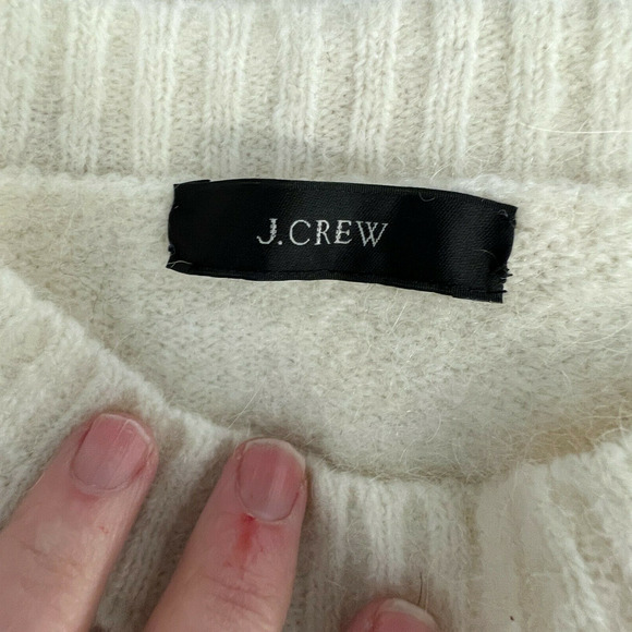 J. Crew  Women's Crewneck Alpaca Cream Mustard Yellow Striped‎ Sweater XXL - Picture 4 of 6